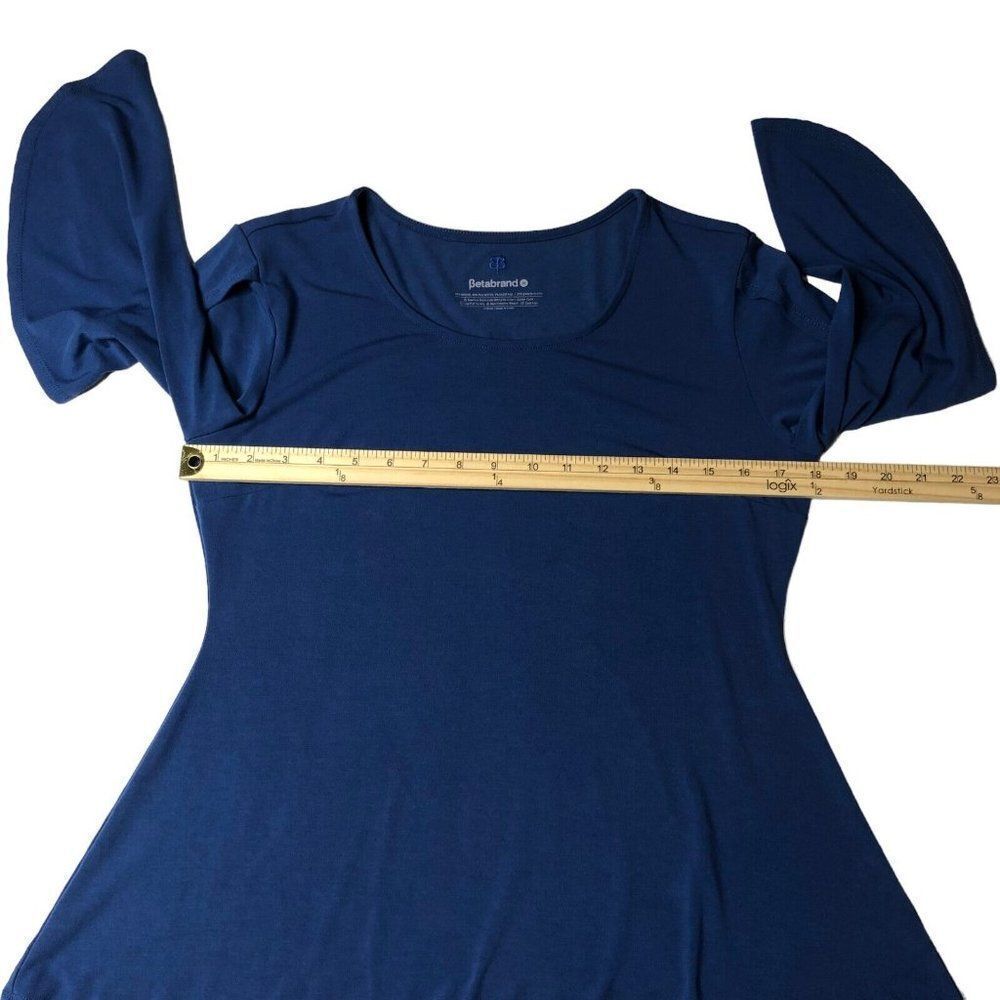 Betabrand Blue Stretchy Long Sleeve Samantha Tunic Top Size Medium Slit Sleeve - Picture 5 of 7